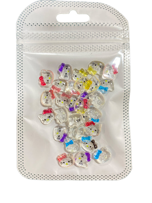 Hello Kitty 3D charms 30pc - Clear